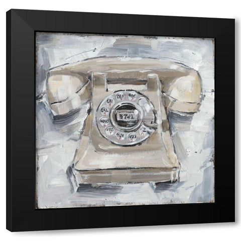 Retro Phone II Black Modern Wood Framed Art Print by Harper, Ethan