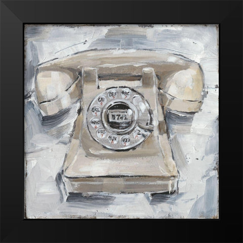 Retro Phone II Black Modern Wood Framed Art Print by Harper, Ethan