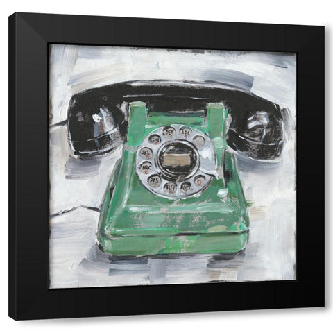 Retro Phone III Black Modern Wood Framed Art Print by Harper, Ethan