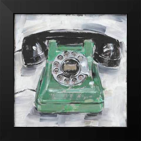 Retro Phone III Black Modern Wood Framed Art Print by Harper, Ethan
