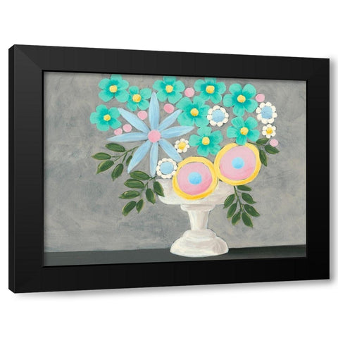 Nouveau Flowers I Black Modern Wood Framed Art Print by Moore, Regina