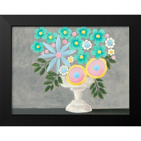 Nouveau Flowers I Black Modern Wood Framed Art Print by Moore, Regina