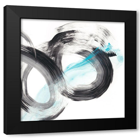Aqua Spiral I Black Modern Wood Framed Art Print by Harper, Ethan