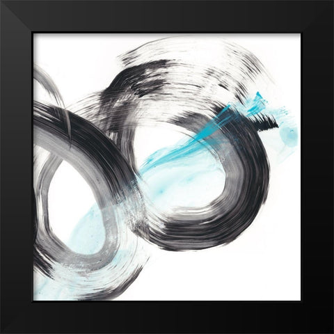 Aqua Spiral I Black Modern Wood Framed Art Print by Harper, Ethan