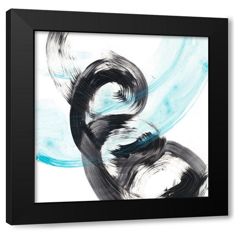 Aqua Spiral II Black Modern Wood Framed Art Print by Harper, Ethan