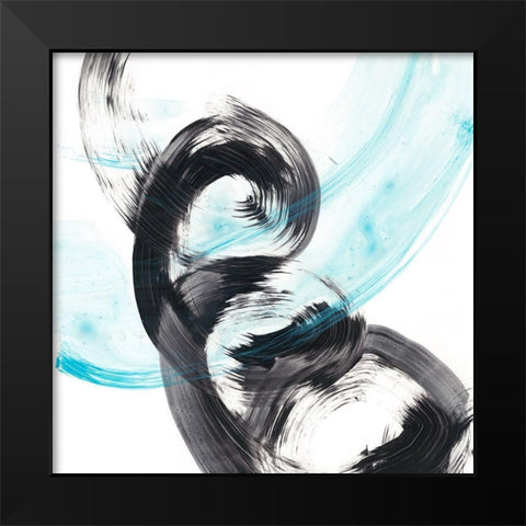 Aqua Spiral II Black Modern Wood Framed Art Print by Harper, Ethan