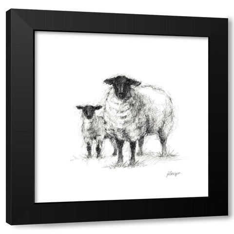 Charcoal Sheep Study I Black Modern Wood Framed Art Print with Double Matting by Harper, Ethan