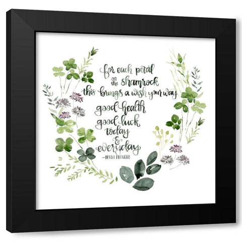 Clover Saying I Black Modern Wood Framed Art Print by Parker, Jennifer Paxton