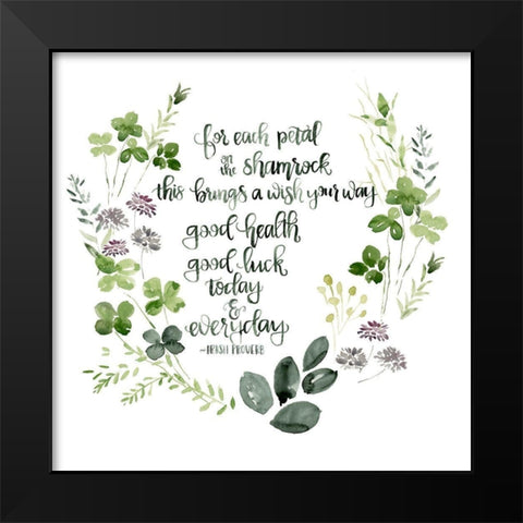 Clover Saying I Black Modern Wood Framed Art Print by Parker, Jennifer Paxton