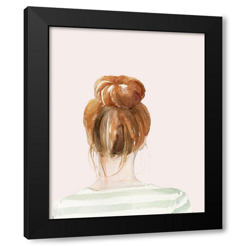 Top Knot Sailor Stripes II Black Modern Wood Framed Art Print by Parker, Jennifer Paxton
