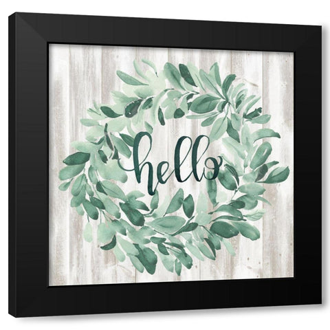 Welcome Wreath I Black Modern Wood Framed Art Print by Parker, Jennifer Paxton