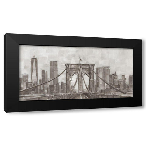 New York Panoramic Black Modern Wood Framed Art Print by Harper, Ethan