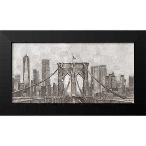 New York Panoramic Black Modern Wood Framed Art Print by Harper, Ethan