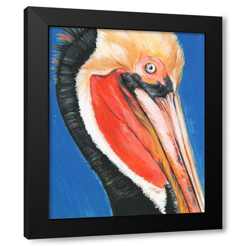 Vibrant Pelican II Black Modern Wood Framed Art Print by Parker, Jennifer Paxton