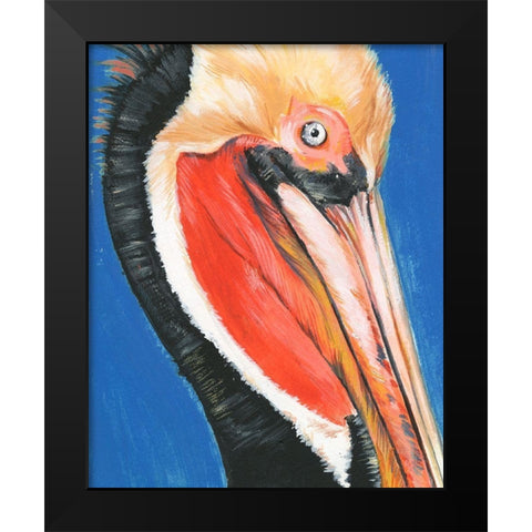 Vibrant Pelican II Black Modern Wood Framed Art Print by Parker, Jennifer Paxton