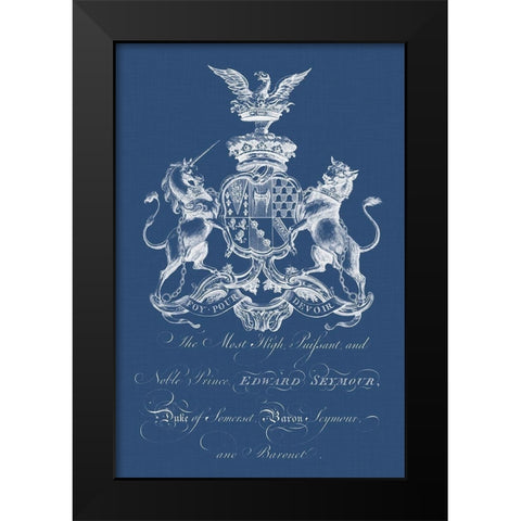 Heraldry on Navy II Black Modern Wood Framed Art Print by Vision Studio