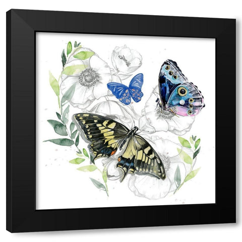 Butterfly Floral I Black Modern Wood Framed Art Print by Parker, Jennifer Paxton