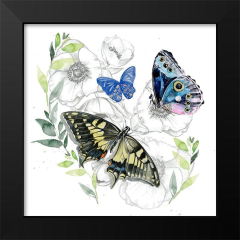 Butterfly Floral I Black Modern Wood Framed Art Print by Parker, Jennifer Paxton