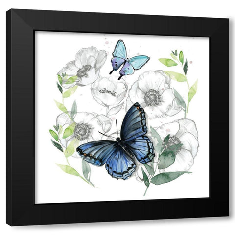 Butterfly Floral II Black Modern Wood Framed Art Print by Parker, Jennifer Paxton