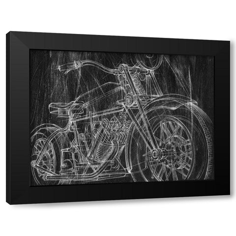 Motorcycle Mechanical Sketch I Black Modern Wood Framed Art Print with Double Matting by Harper, Ethan