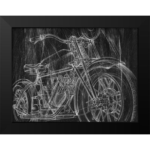 Motorcycle Mechanical Sketch I Black Modern Wood Framed Art Print by Harper, Ethan