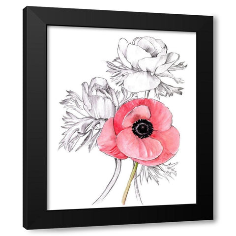 Anemone by Number I Black Modern Wood Framed Art Print by Parker, Jennifer Paxton