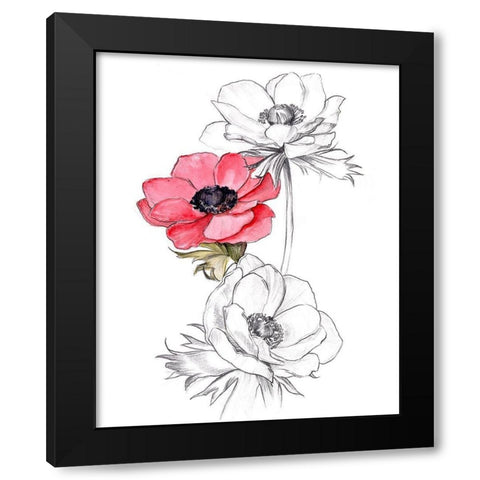 Anemone by Number II Black Modern Wood Framed Art Print with Double Matting by Parker, Jennifer Paxton