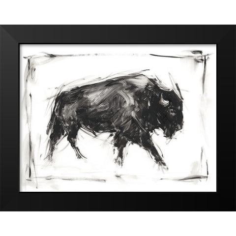 Dynamic Bison I Black Modern Wood Framed Art Print by Harper, Ethan