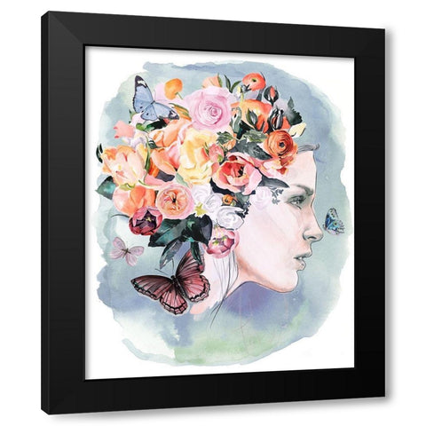 Floral Locks II Black Modern Wood Framed Art Print by Parker, Jennifer Paxton