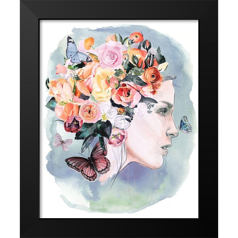 Floral Locks II Black Modern Wood Framed Art Print by Parker, Jennifer Paxton