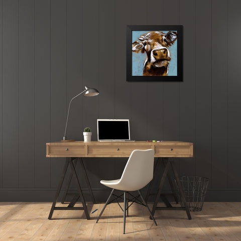 Cow Kisses I Black Modern Wood Framed Art Print by Parker, Jennifer Paxton