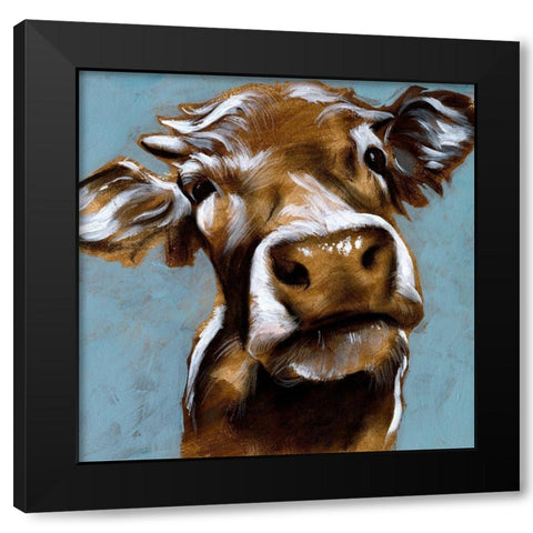 Cow Kisses I Black Modern Wood Framed Art Print by Parker, Jennifer Paxton