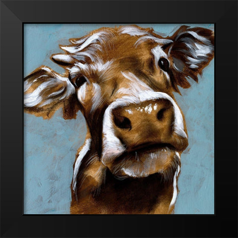 Cow Kisses I Black Modern Wood Framed Art Print by Parker, Jennifer Paxton