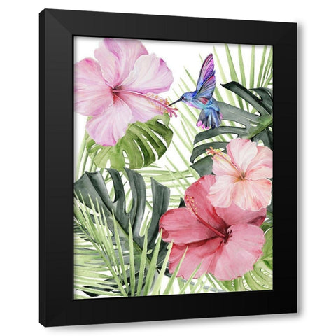 Hibiscus and Hummingbird I Black Modern Wood Framed Art Print by Parker, Jennifer Paxton
