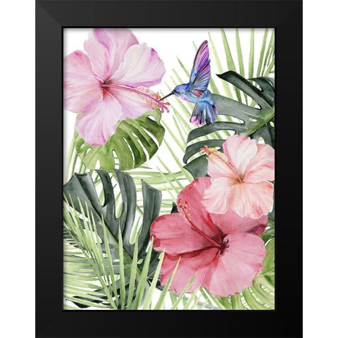 Hibiscus and Hummingbird I Black Modern Wood Framed Art Print by Parker, Jennifer Paxton