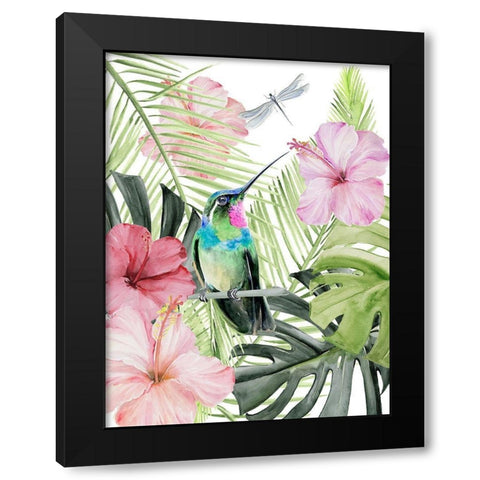 Hibiscus and Hummingbird II Black Modern Wood Framed Art Print by Parker, Jennifer Paxton
