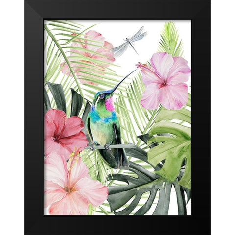 Hibiscus and Hummingbird II Black Modern Wood Framed Art Print by Parker, Jennifer Paxton