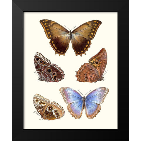 Violet Butterflies I Black Modern Wood Framed Art Print by Unknown