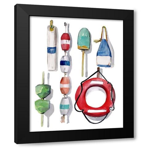 Watercolor Buoys II Black Modern Wood Framed Art Print by Parker, Jennifer Paxton