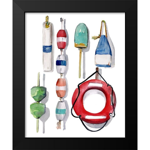 Watercolor Buoys II Black Modern Wood Framed Art Print by Parker, Jennifer Paxton
