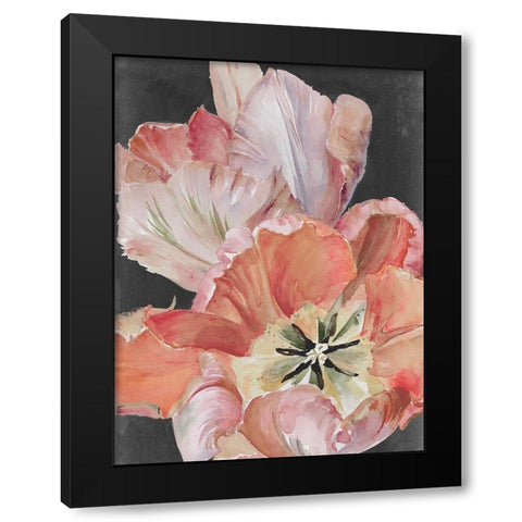 Pastel Parrot Tulips I Black Modern Wood Framed Art Print by Parker, Jennifer Paxton