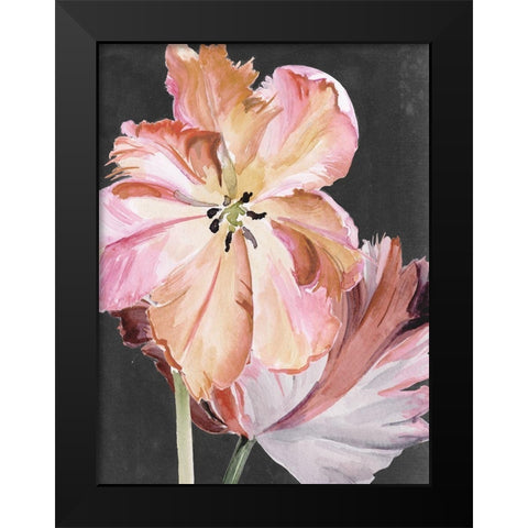 Pastel Parrot Tulips II Black Modern Wood Framed Art Print by Parker, Jennifer Paxton