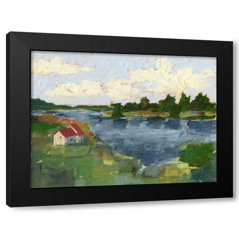 Lakeside Cottages I Black Modern Wood Framed Art Print by Harper, Ethan