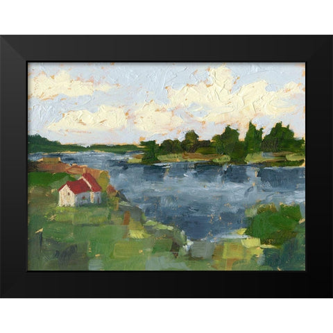 Lakeside Cottages I Black Modern Wood Framed Art Print by Harper, Ethan