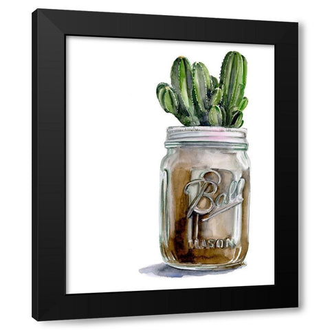 Cactus Mason Jar I Black Modern Wood Framed Art Print by Parker, Jennifer Paxton