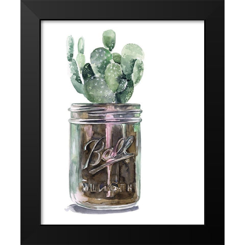 Cactus Mason Jar II Black Modern Wood Framed Art Print by Parker, Jennifer Paxton