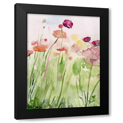 Among the Watercolor Wildflowers I Black Modern Wood Framed Art Print by Parker, Jennifer Paxton