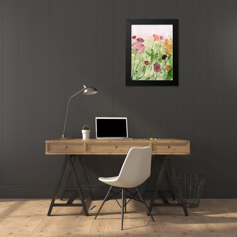 Among the Watercolor Wildflowers II Black Modern Wood Framed Art Print by Parker, Jennifer Paxton