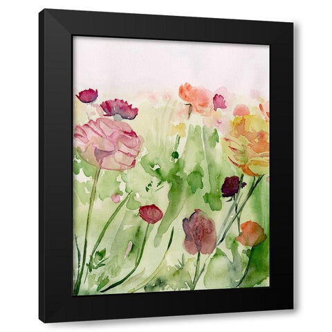 Among the Watercolor Wildflowers II Black Modern Wood Framed Art Print by Parker, Jennifer Paxton