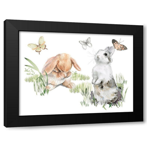 English Bunnies I Black Modern Wood Framed Art Print by Parker, Jennifer Paxton